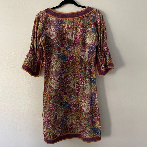 Pepita Perez Floral Boho Mini Tunic Dress Hippie Fall Medium India - Picture 5 of 9